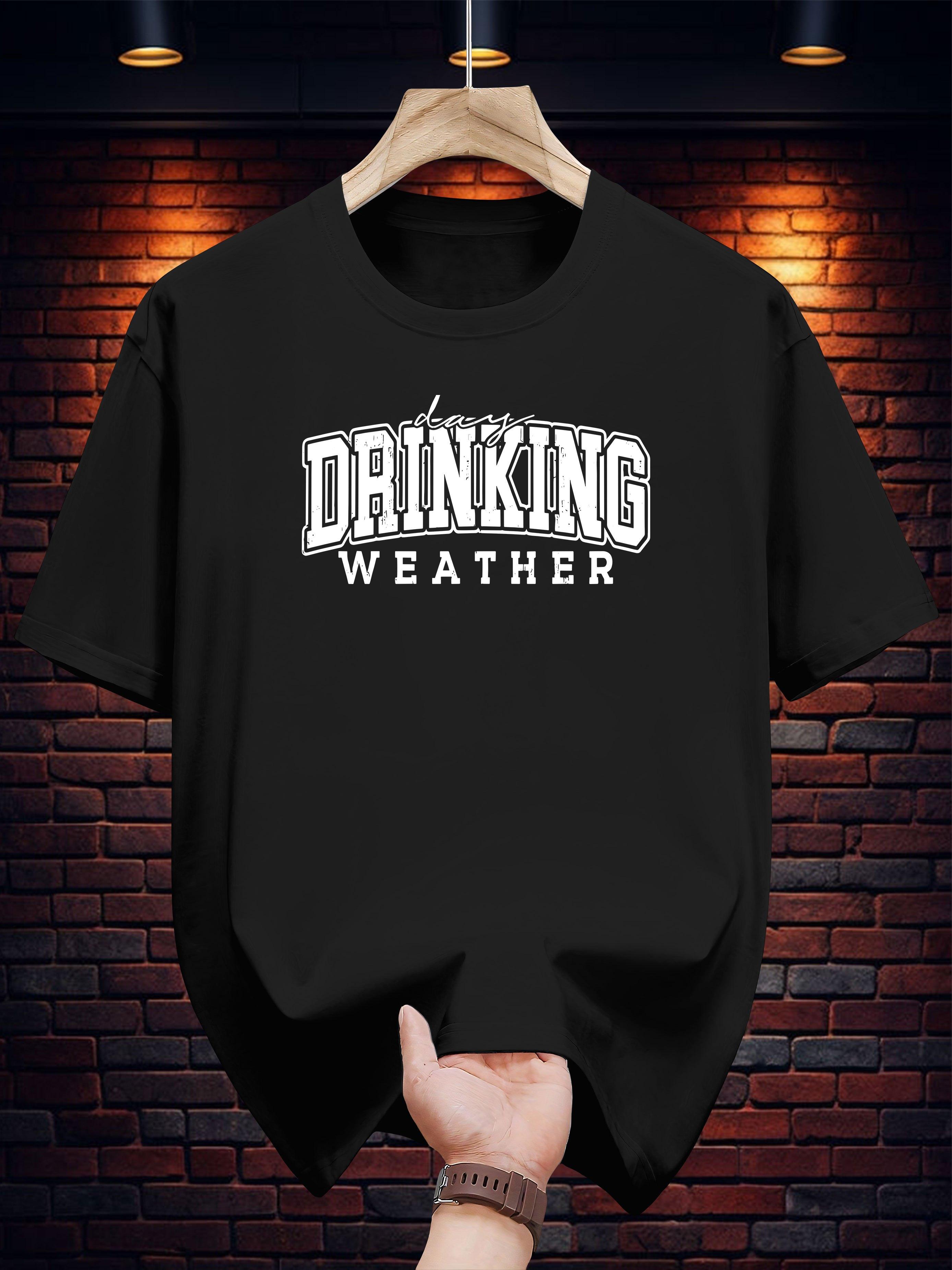 Drinking Weather Graphic Tee - Casual Summer Short Sleeve T-shirt with Beer Mug Design XXL