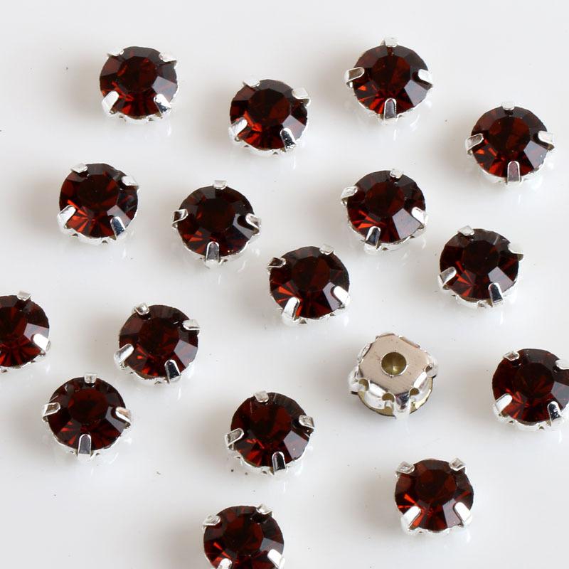 1440pcs Glass Flatback Round Rhinestones with Nickel-Free Metal Base Eco-Friendly Sew-On Stones for Shoes Garments Bags & Hats