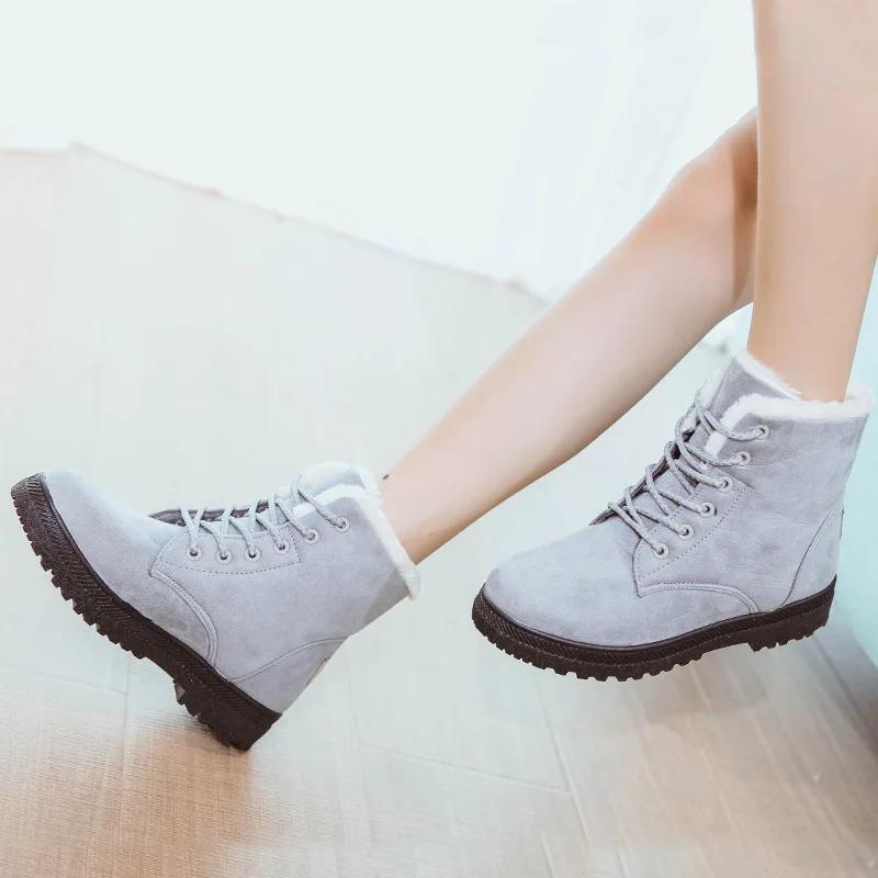Plateau-Stiefel Winter Warme Pelz-Stiefeletten für Damen Schneestiefel Übergröße 36-44 Niedriger Absatz Botas Mujer Schuhe für Damen