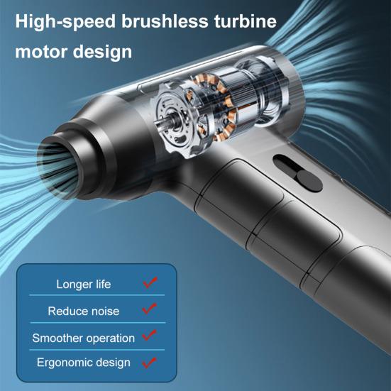 

Електрична мітла 110000 об/хв Висока швидкість Регульована Компактний дизайн Портативний Акумуляторний Повітродувка Пилосос чорний