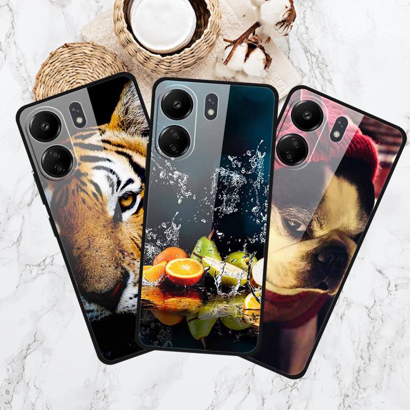 Pro Xiaomi Redmi 13C 4G/Poco C65 4G Pouzdro Vzor Tvrzené Sklo Ochrana proti Pádu Kryt na Telefon