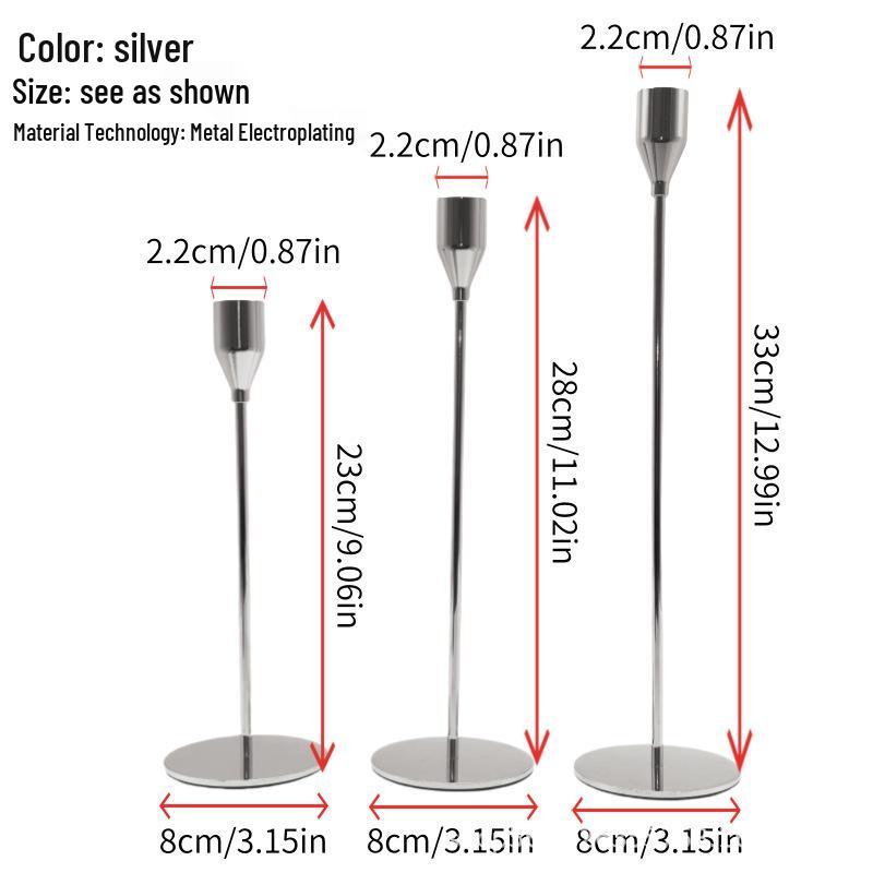 Elegant European Candle Holder Set: Electroplated Three-Piece Metal Ornament for High-End Dining and Wedding Décor.