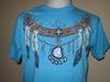 Vintage 90’s Indian Native American Feather Necklace Blue T Shirt Size L