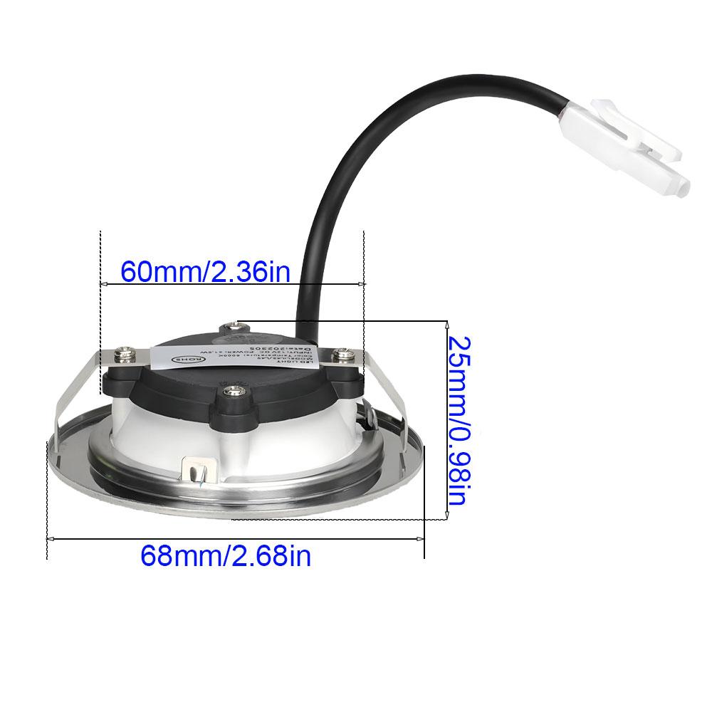 1-Set 2x 68mm Range Hood Light Bulb 1x 100-240V LED Driver 2x Cables Smoke Extractor Light for 2 1/2in Hole White 6000K