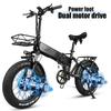 Cmacewheel RX20 MAX Electric Bike Foldable 2x750W 48V 18Ah CST 20*4.0 Inch Fat Tires Folding E-bike Hydraulic Brakes 7 Gears