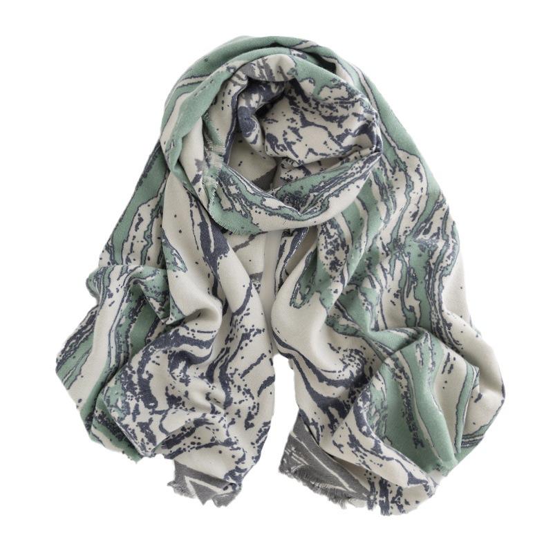 Fresh and Sweet Vertical Pattern Marble Scarf Is Launched for Autumn and Winter Elegant Warm Shawl Imitation Cashmere Scarf for Women