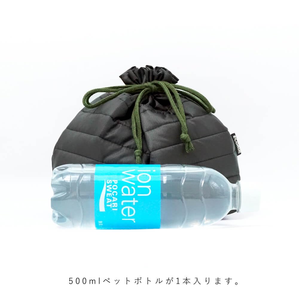 Padou Ecorip Cooler Drawstring Large Made with Recycled Lunch Bento Insulates and Keeps Food Cold and Made In Japan Bag, (Dark Gray), Water-Repellent,