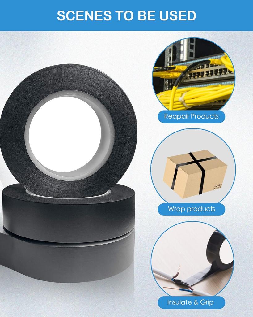 Black Flame Retardant Electrical Insulation Tape Strong Adhesive Wire Harness Tape for Electrical Wiring Waterproof Tape