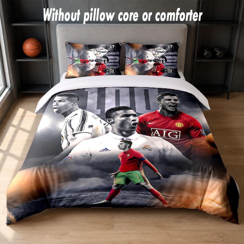 Set Biancheria da Letto Design Cristiano Ronaldo 1 Copripiumino + 2 Federe Morbido Traspirante Biancheria da Letto per la Casa