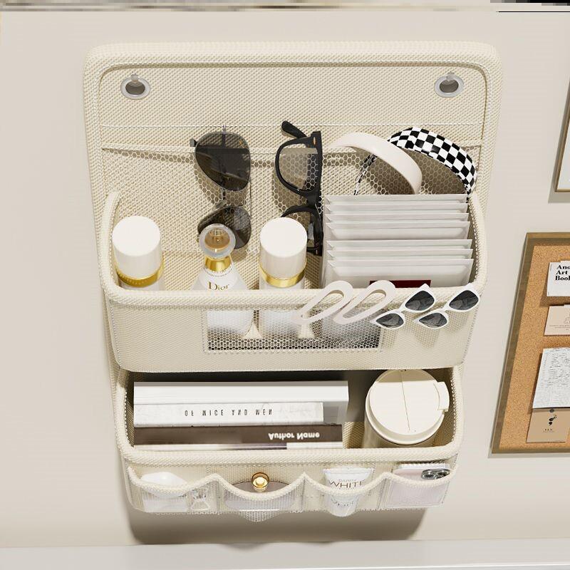Multi Purpose Oxford Hanging Bedside Storage Organizer Shelf with Wall Door Mount for Remote Books Phone Bed Room
