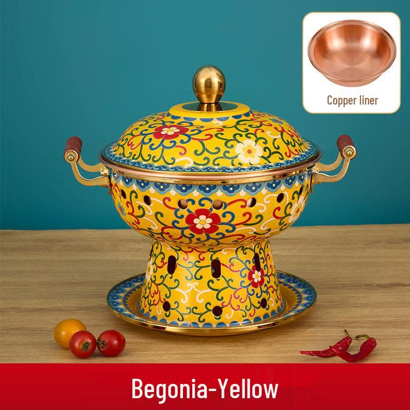 Thickened Cloisonné Enamel Copper Personal Hot Pot