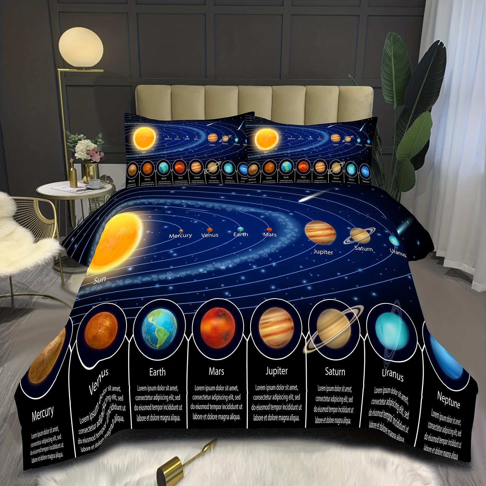 

Modern Starry Sky Universe Planet Print Washable Microfiber Bedding Set Soft Comfortable Duvet Cover For Bedroom 140X210cm