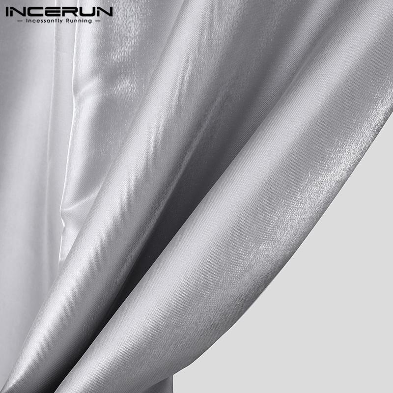 INCERUN Herren Elastische Hohe Taille Glitzer Lange Hose Lässige Gerade Hose