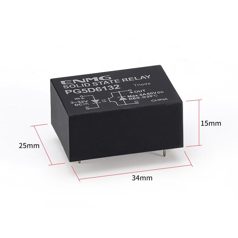 

Small SSRPCB Circuit Board Solid State Relay 60VDC 240VDC 480VDC PG5D6132 3~32V Wide Voltage DC Control Normall Open A3