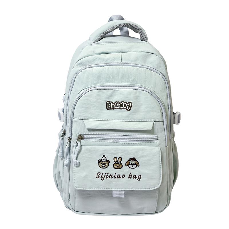 Large Capacity Embroidered Backpack College Style Student Schoolbag Women s Lightweight Commuter Backpack