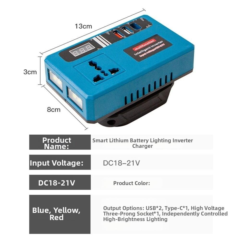 With LED Work Light Battery Power Inverter for Makita 18V Battery Battery Inverter Adapter