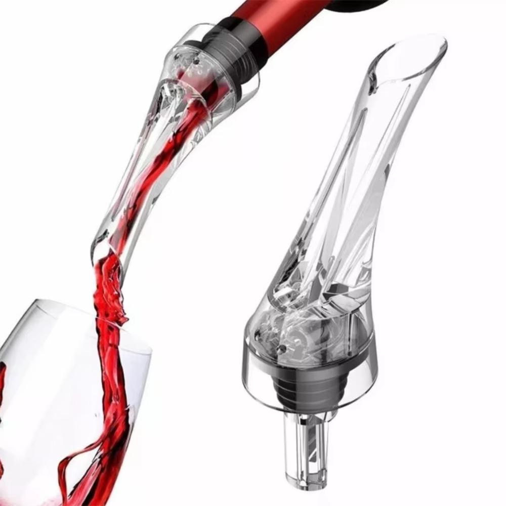 2pcs Transparent Wine Decanter Professional Bottle Mouth Dispenser Wine Aerating Spout  Dining Table
