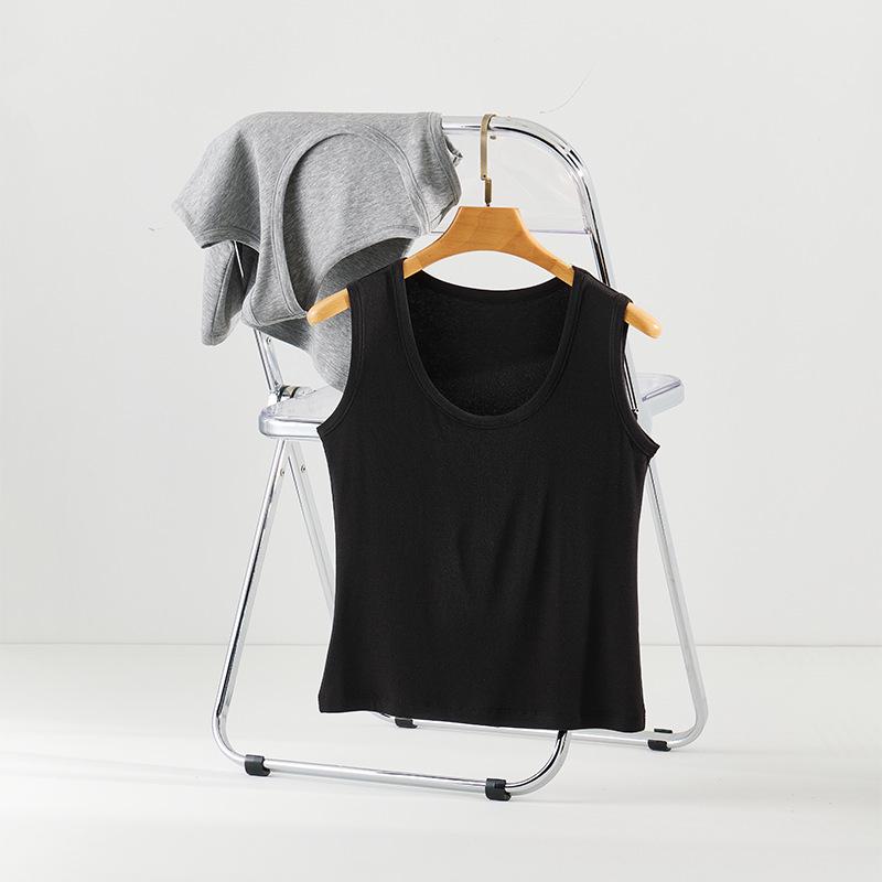 2026 Trendy Women s Wool Acetate Tencel Spaghetti Strap Round Neck Slimming Tank Top S чёрный