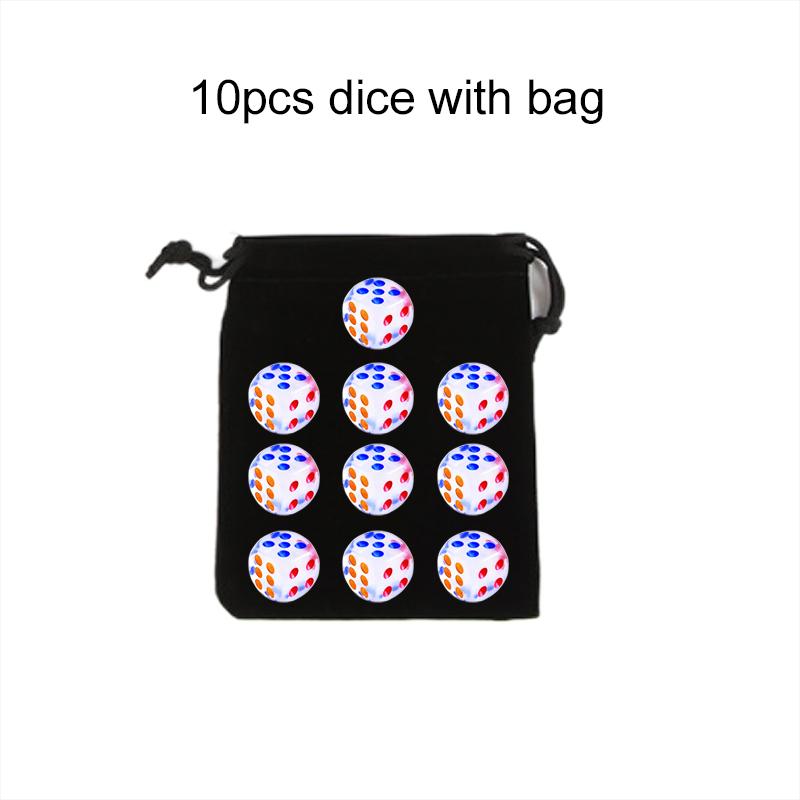 10pcs 14mm Round Corner Game Dice Set with Bag 6-Sided Acrylic Transparent Dices for Tabletop Game Entertainment Party Games TMZ