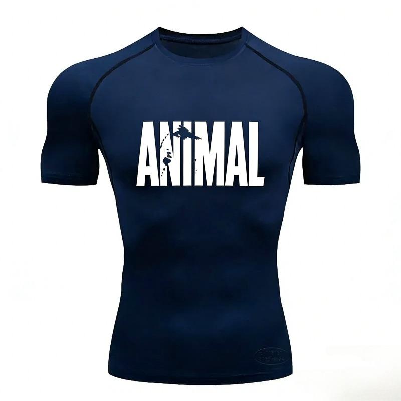 Men's Quick-drying Sports T-shirt Training Clothes Summer Fitness Stretch Breathable Short-sleeved Workout Tops Sweat Absorbing Tight Fit