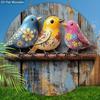 2D Flat Wooden Hanging Decorative Sign, Family Wall or Door Decoration, Garden Decoration, Three Colorful Birds Pattern, Holiday Gifts for Friends