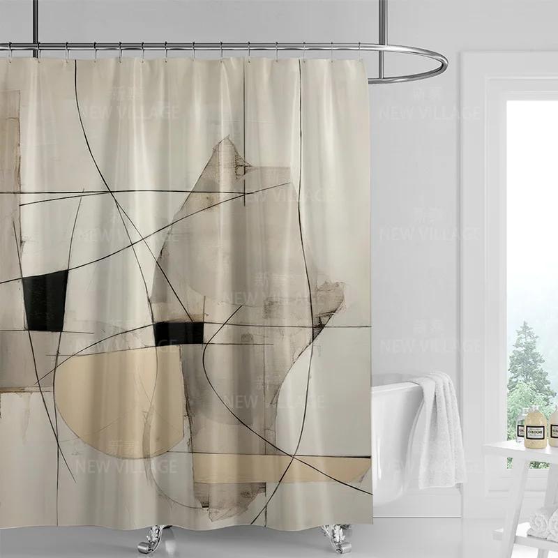 Abstrakcyjna geometryczna graffiti zasłona prysznicowa nordycki minimalny styl wodoodporna tkanina zasłona łazienkowa zasłona prysznicowa 180x200