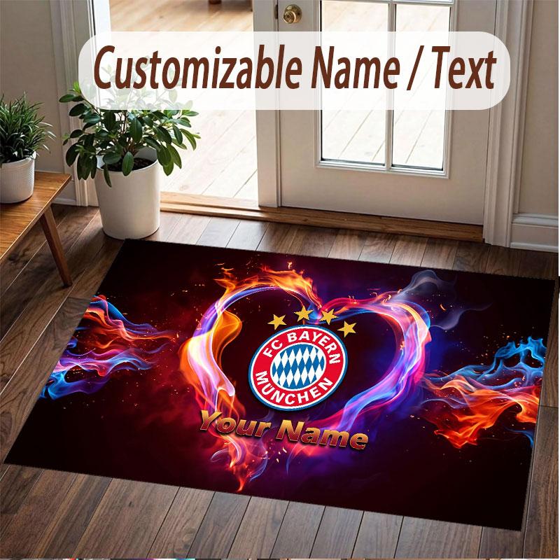 Custom Rug Bayern Munich Pattern Print Name Text Soft Non‑Slip Floor Carpet for Home Indoor Decoration