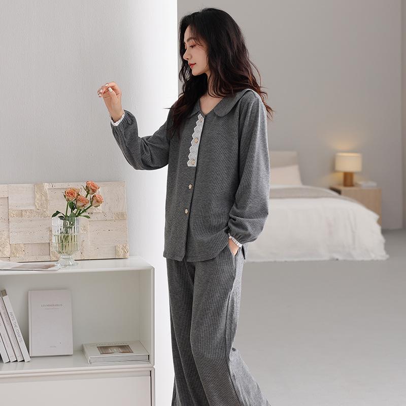 Pajamas Women'S Autumn And Winter Double-Sided Polished German Velvet Long-Sleeved Warm Thin Velvet Loungewear Suit Can Be Worn Outside