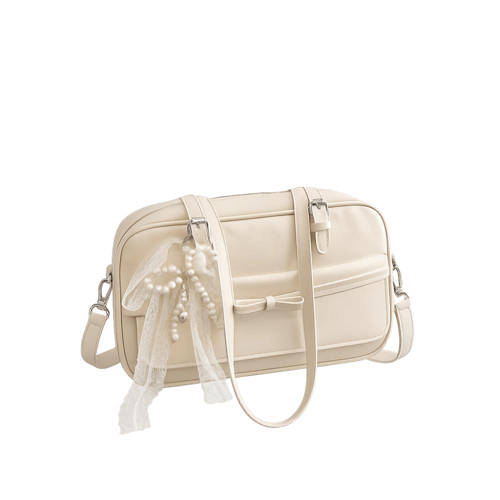 Adjustable Bow Shoulder Bags Sweet Cute Underarm Bag Stylish Korean Boston Pillow Bag  Outings Single белый