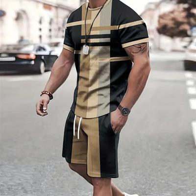 Moda Uomo Abbigliamento Sportivo Manica Corta T-Shirt E Pantaloncini Sportivi Estate Casual Vintage Patchwork Completo Uomo Due Pezzi Completo