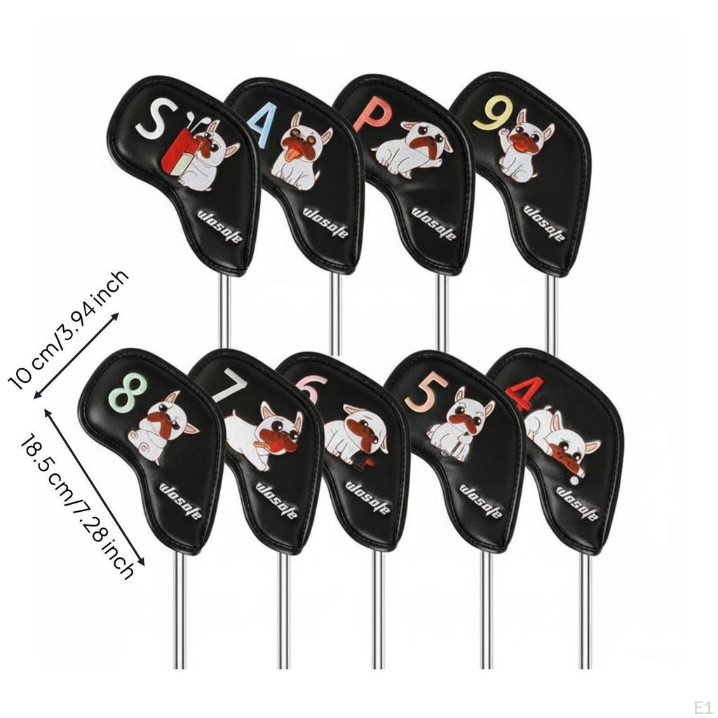 9 Pieces French Canine Golf Iron Covers Construction Headcover easy and Off