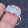 Natural Aquamarine Rough 925 Sterling Silver Jewelry Ring Size Adjustable k5Z24