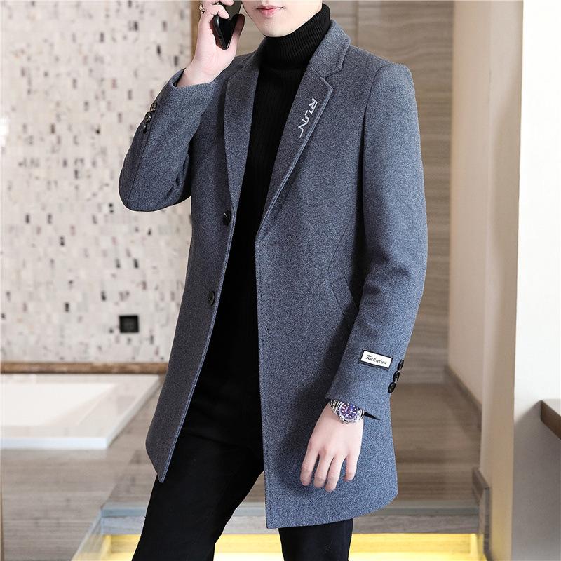 

Мужское стеганое шерстяное пальто средней длины в британском стиле осень/зима 2024 г. 2XL