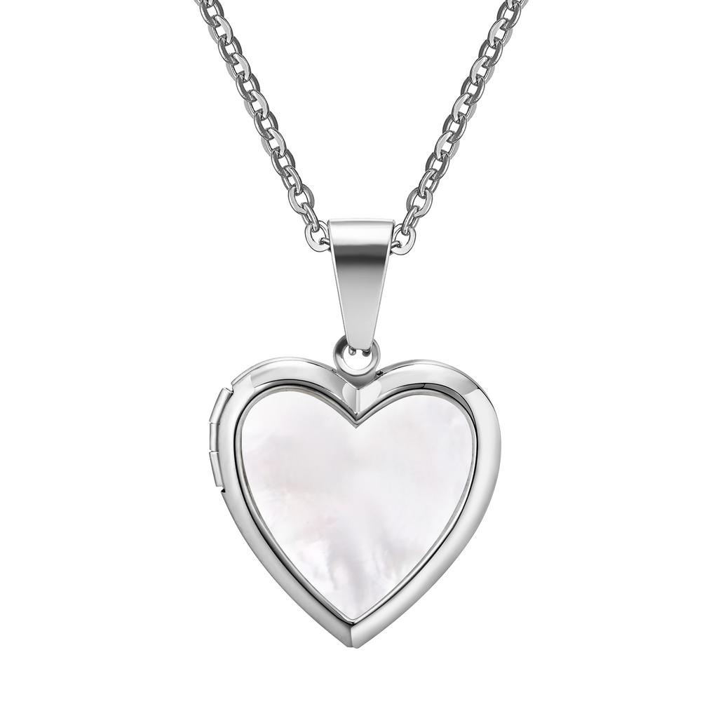 Women Heart Locket Necklace, Openable Shell Pendants, Stainless Steel Chain Adjustable, Vintage Jewelry