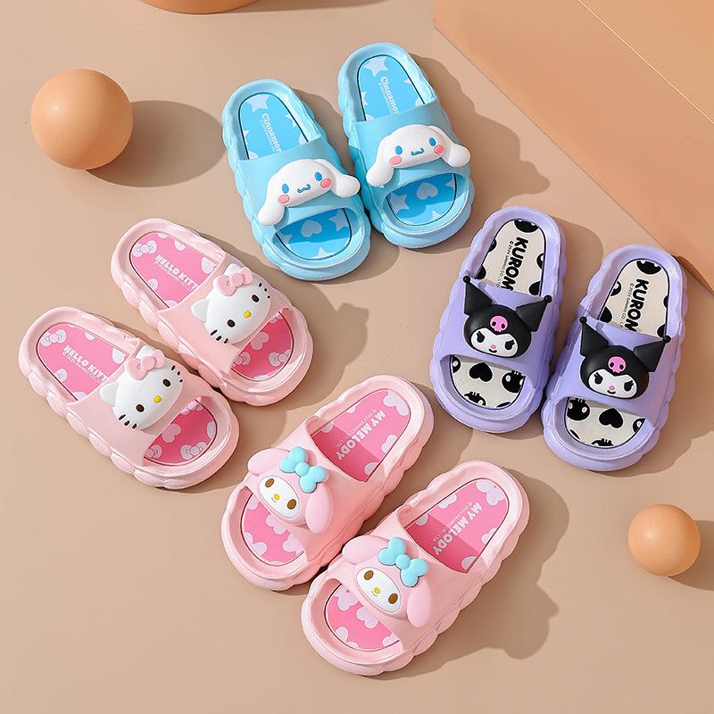 Genuine children's summer sandals for girls, 3D cartoon home slippers, non-slip parent-child slippers