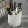 Rotating Utensil Holder Multiple Compartments Plastic Kitchen Counter Knife Chopstick Rack
