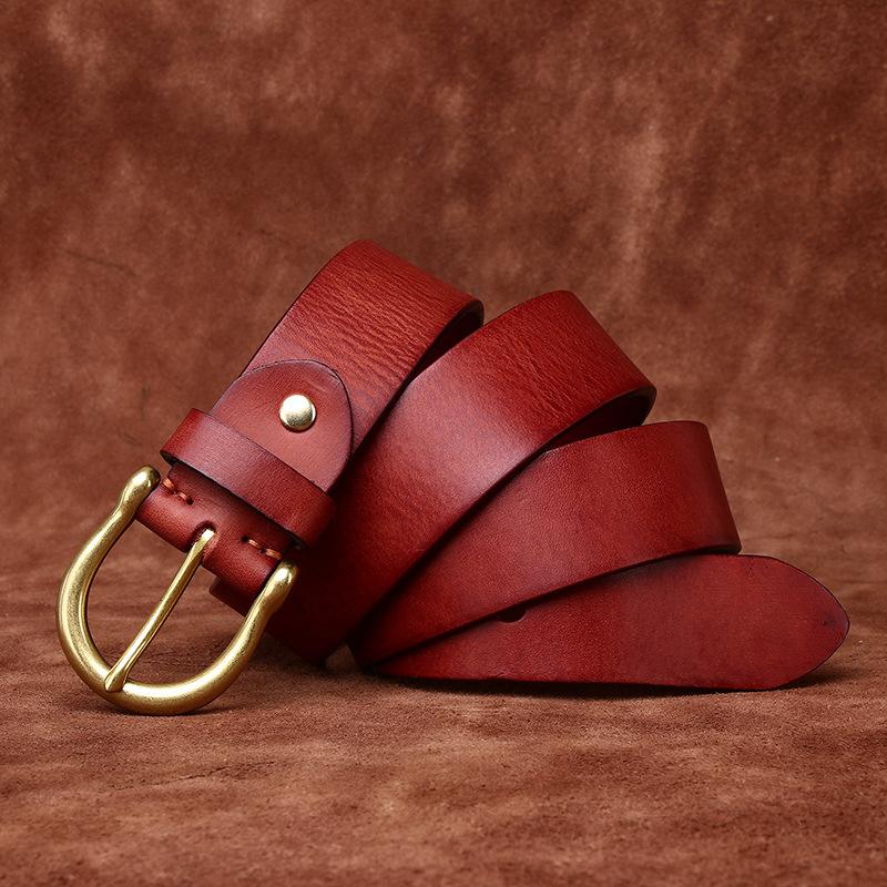 

Ремень из натуральной кожи в стиле ретро, матовый, старый, первый слой, мужская, из натуральной кожи, с латунной пряжкой, простой, повседневный, для джинсов, мужской 130cm