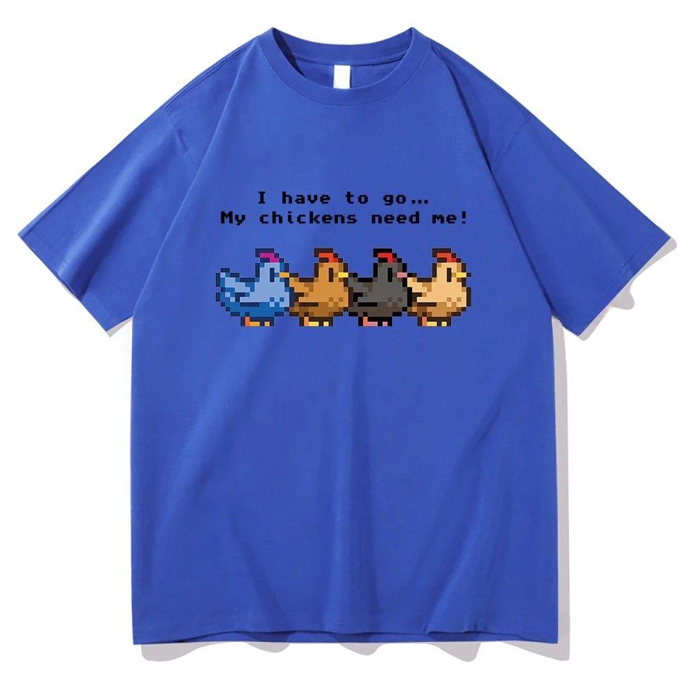 Vintage Y2k Clothing Harajuku Tshirt Stardew Valley I Have To Go My Chickens Need Me T Shirt Graphic Print T Shirts Unisex S