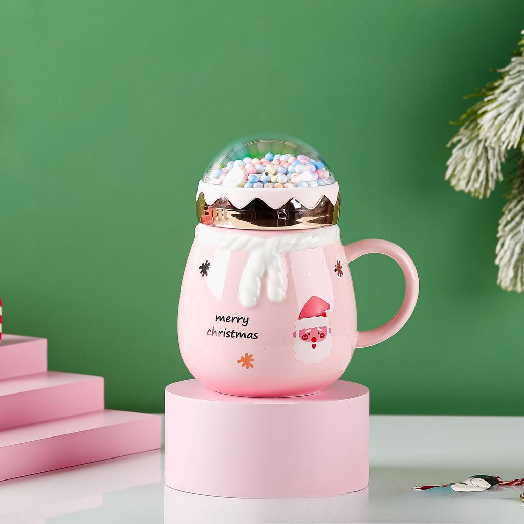 Creative Christmas Cup High Value Ceramic Cup Mug Gift Water Cup with Lid Cross Border Cartoon Cup Souvenir