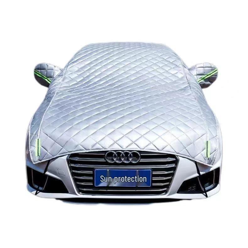 

Half Body Car Cover: Sunshade, Heat Insulation, Rain & Hail Protection for Summer Thick Half Cover Car Clothing [Sedan Version]