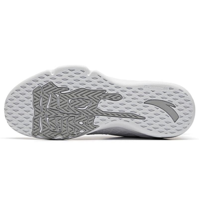 Anta Rhomboid Cushioning Anti-Slip And Wear-Resistant Mid-Top Basketball Shoes White Silver Sneakers 912011186-2
