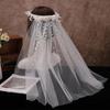 Wedding Photography Bride Long Veil with Beadwork Flower Photography Headdress