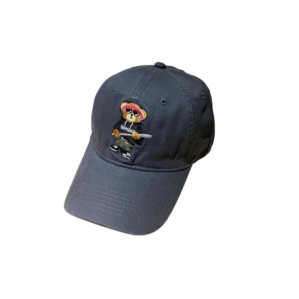 New Baseball Hat for Women Cartoon Bear Embroidered Soft Top Baseball Cap Spring and Summer Korean Version Sun Hat Student