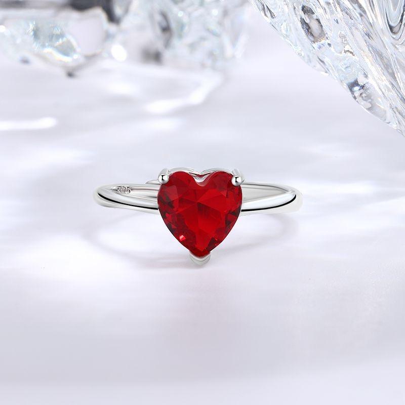 Xiaomi BF CLUB  Silver Color Rings for Women Fashion Geometric Handmade Irregular Red Heart Ring Party Christmas Gift