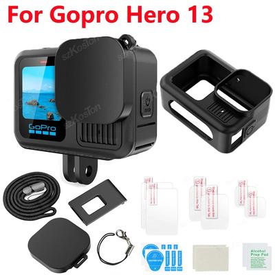 For Gopro Hero 13 Black Accessories Case Protective Housing Shell Protector Rubber Silicone + Lens Cap Strap For Go Pro Hero13
