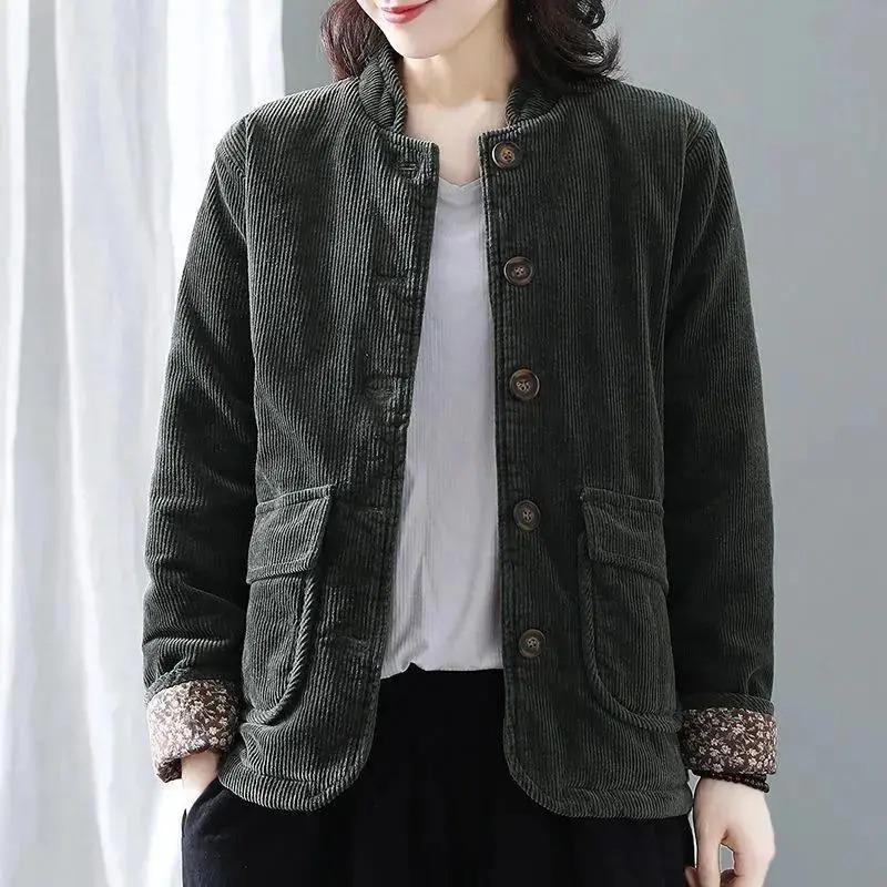 Coats for Women Winter Cotton Jacket Inner Lining Thickened Velvet Solid Color Loose Casual Coat Top