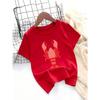European Sizes Cartoon Lobster Print T-Shirt for Boys And Girls, Cute Summer Short-Sleeve Top Featuring Marine Life