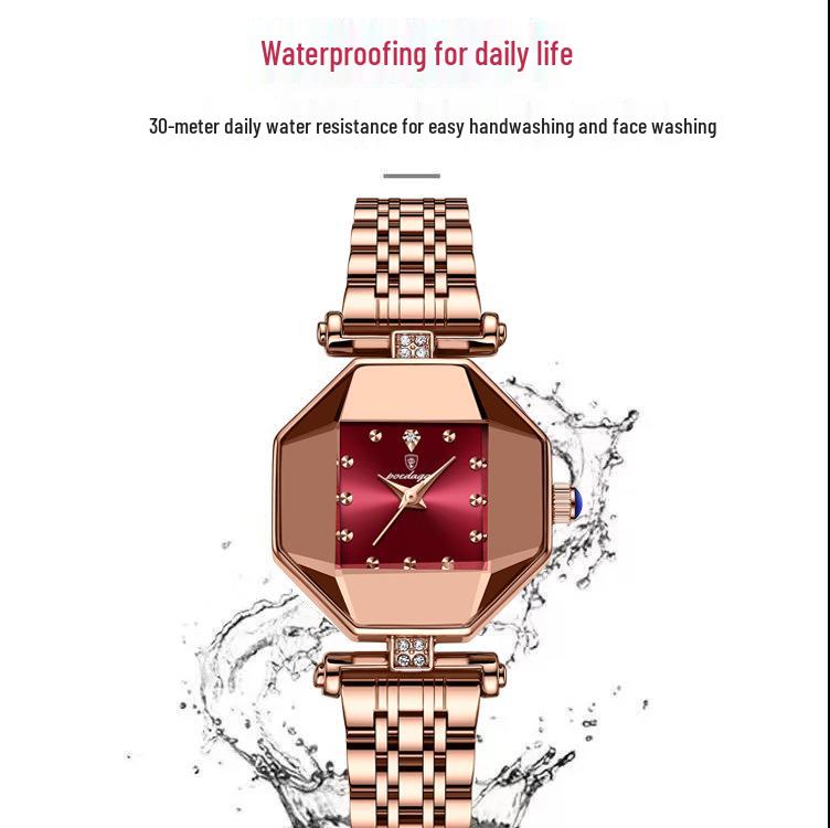 Schweizer Wasserdichte Damen Grüne Quadratische Quarz Armbanduhr - TikTok Trendartikel