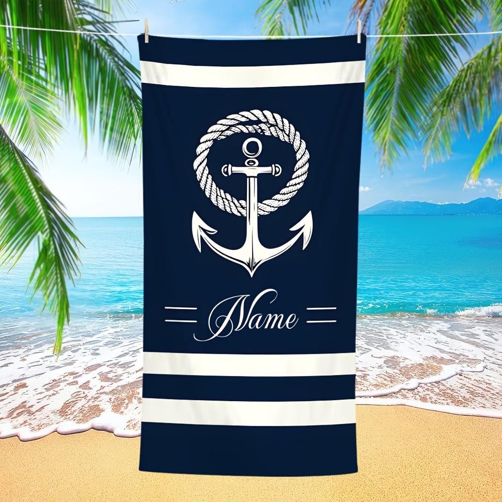 Nautical Anchor Beach Towel: Elegant, Personalized Design Bringing Maritime Style and Coastal Vibes to Your Seaside Moments