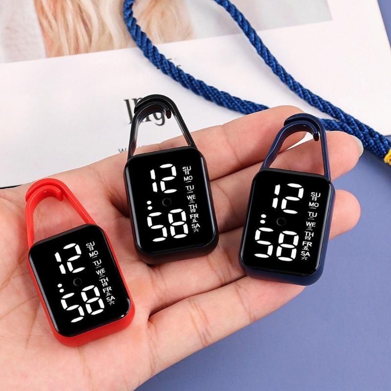 Led Electronic Hanging Watch Night Light Waterproof Touch Digital Watch for Women Men Gift Keychain Pocket Watch